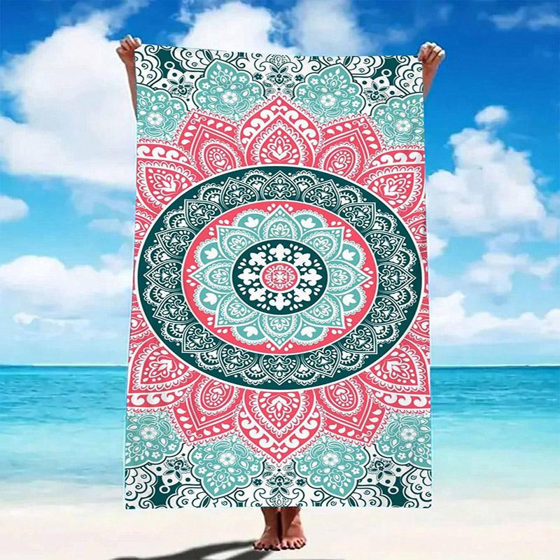 Colorful Mandala Pattern Beach Towel Patterned Sunscreen And Windproof Suitable For Swimming Pool Camping Travel Blanket