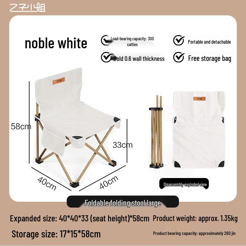 Stainless Steel Folding Outdoor Chair with Backrest for Picnic, Fishing, Sketching, and Camping