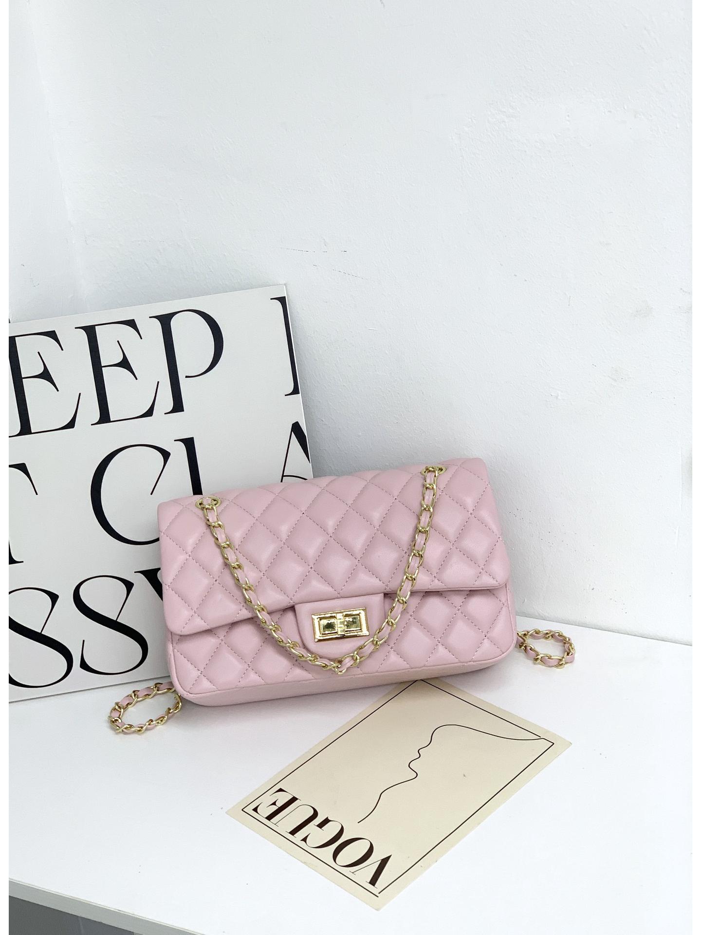 

Сумка с текстурированной цепочкой Diamond 2024 года: Элегантная, универсальная сумка-мессенджер с нишевым дизайном 26x5x15 cm розовый