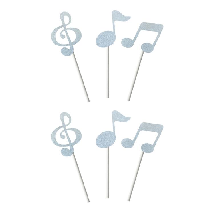 Musical Theme Party Decoration Quaver Shaped Cake Insert Safe Paper Craft Eighth Note Toppers For Dessert Display