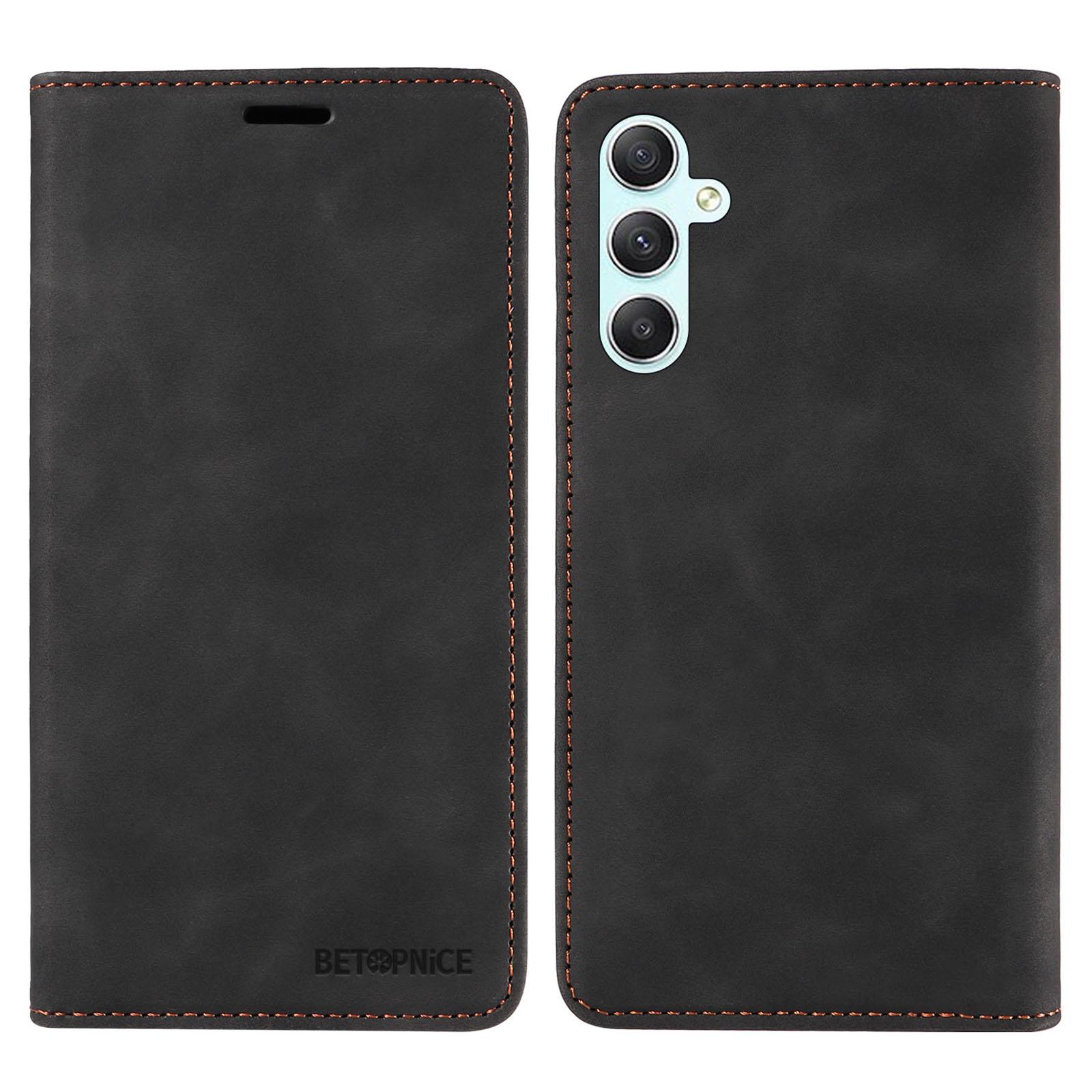 

BETOPNICE 003 For Samsung Galaxy A34 5G Wallet RFID Blocking Phone Stand Cover Shockproof PU Leather Case Black