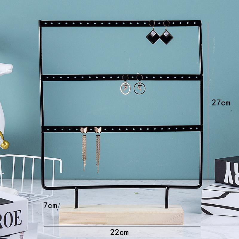 3-Tiers 72 Holes Earring Display Holder,Metal 3 Layers Jewelry Storage Organizer Wood Base Stand Tree,Ear Stud Rack Gift