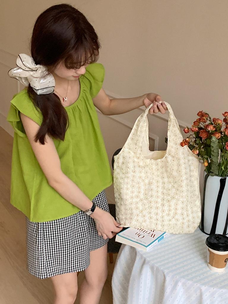 Summer Daisy Lace Girls Vest Bags Lightweight Portable Ladies Shoulder Bag Commuter College Style Student Female Book Tote