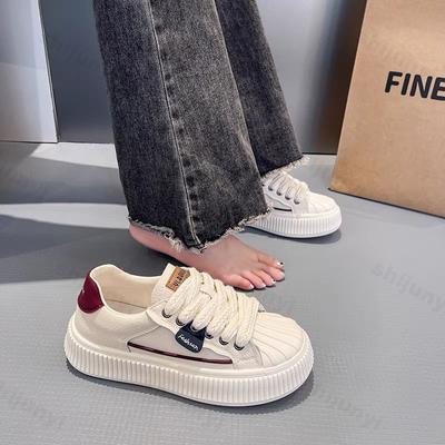 2024 Herbst Neue Runde Zehenpartie Damen Dicke Sohle Sneaker Lässig Retro Tennis Damen Vulkanisierte Atmungsaktive Schuhe Zapatillas Mujer
