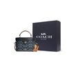 Coach Kay 20 Classic Monogram Chambray Full Print Knob Flap Tassel Box Shape Shoulder Crossbody Bag Women Handbags Denim-Blue C8165-IMDEI