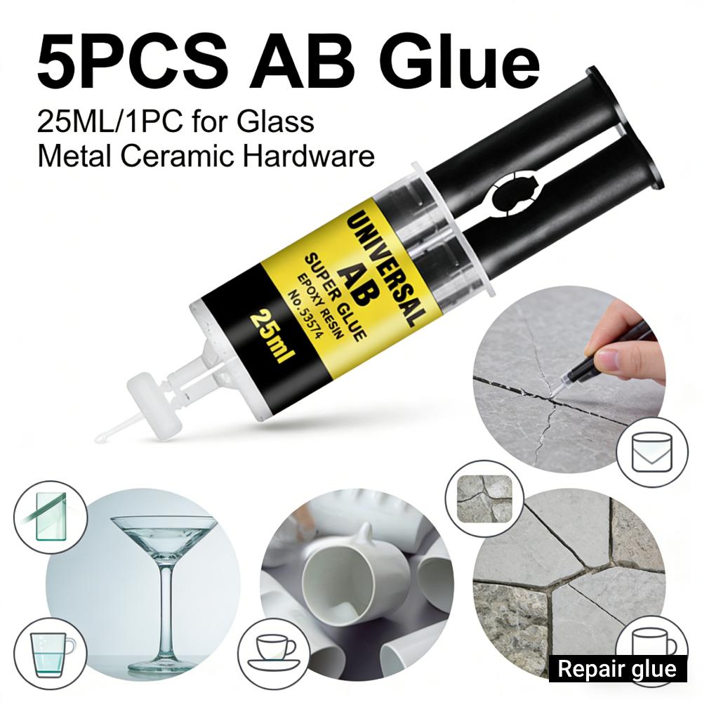 5pcs Reliable Long-Lasting Glue 25ml/1pc Universal Adhesive Super AB Glue for Glass Metal Wood Ceramic Hardware Repair Glue