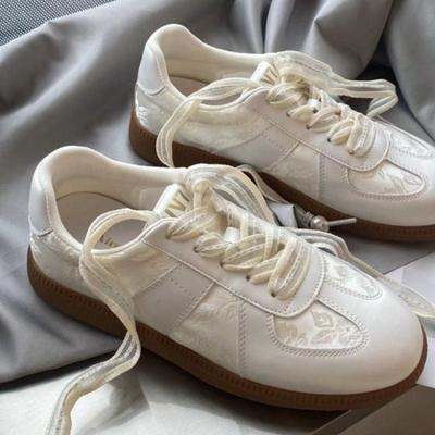 Size 35-40 Real Leather+Satin Surface Women Casual Sneakers Breath Tennis Athletic Flats Low Heels Lace-Up Spring Hike Shoes