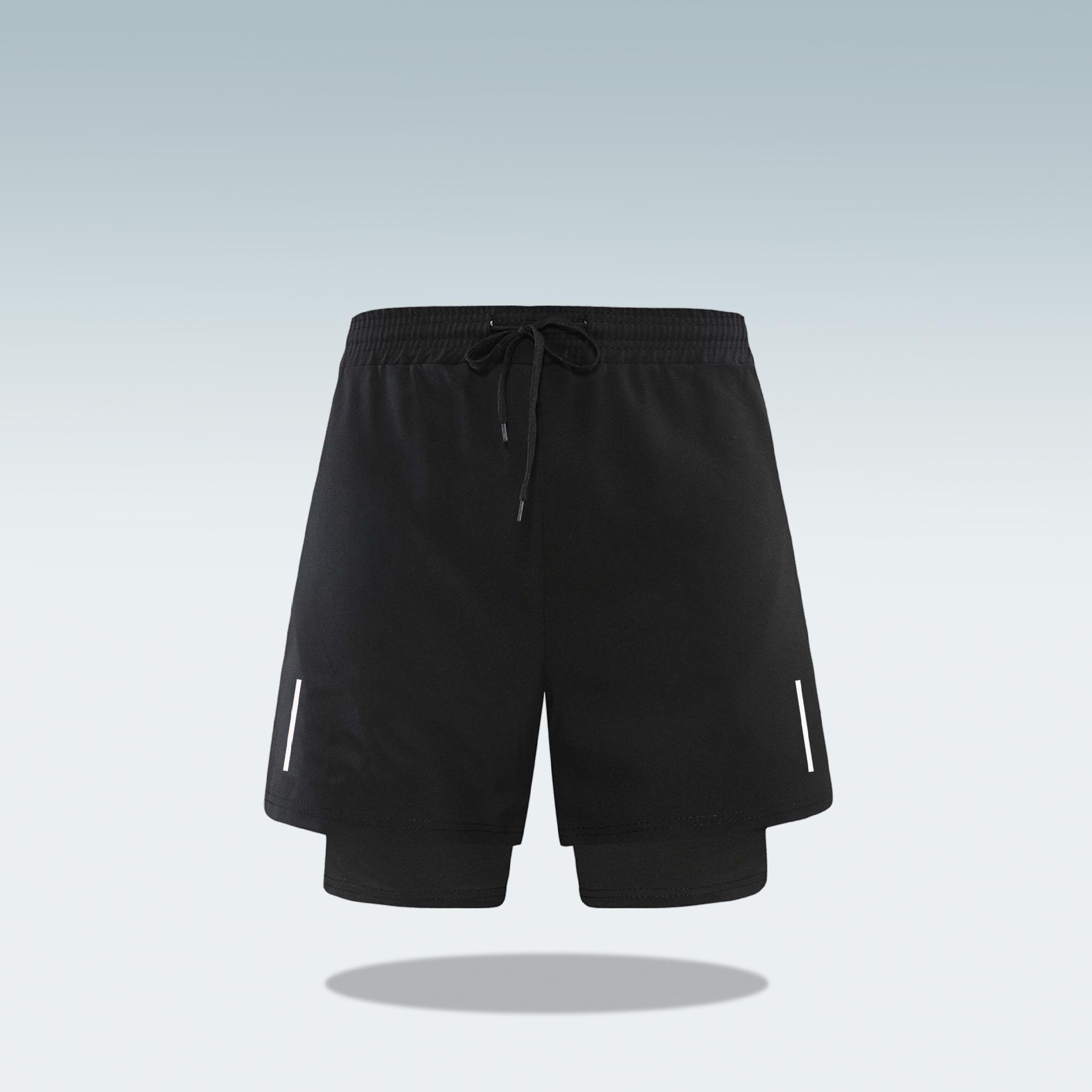 

Мужские быстросохнущие баскетбольные шорты с боковым карманом - Дизайн «два в одном», дышащие шорты для бега и тренировок выше колена XL чёрный