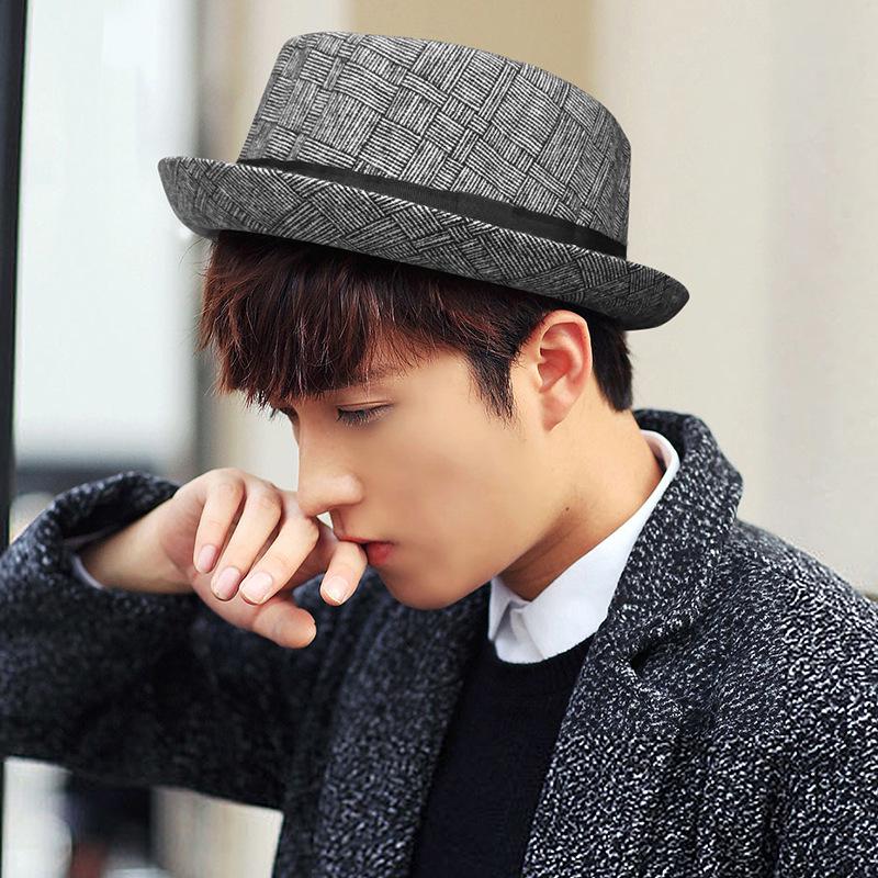 Męski bawełniany i lniany kapelusz przeciwsłoneczny w kratę - styl retro jazzowy, daszek outdoorowy, kapelusz dla dżentelmena do hip-hopu i tańca ulicznego