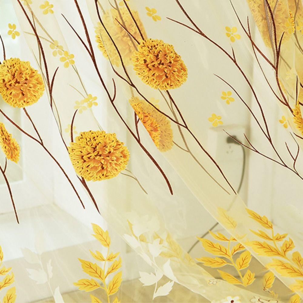 Gaze Fenstervorhänge Transparent Tüll Vorhang Blumenmuster Scher Vorhang Heimdekoration