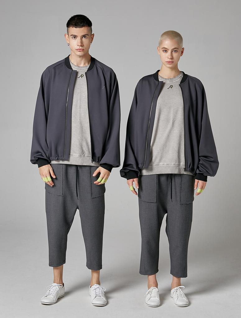 ATHPLATFORM Au02Pt02 Crop Baggy Pants_Melange Gray