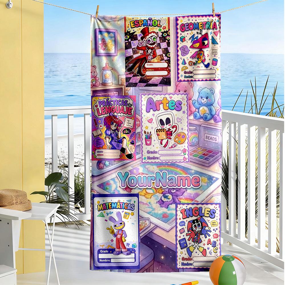 Digital Circus Personalized Name Beach Towel High Absorbency & Quick-Dry Perfect for Traveling Yoga Camping and Swimming