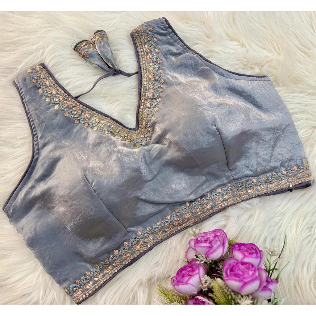 Blusa sin mangas de mezcla de seda para mujer Ropa de fiesta india Diseñador Étnico Choli