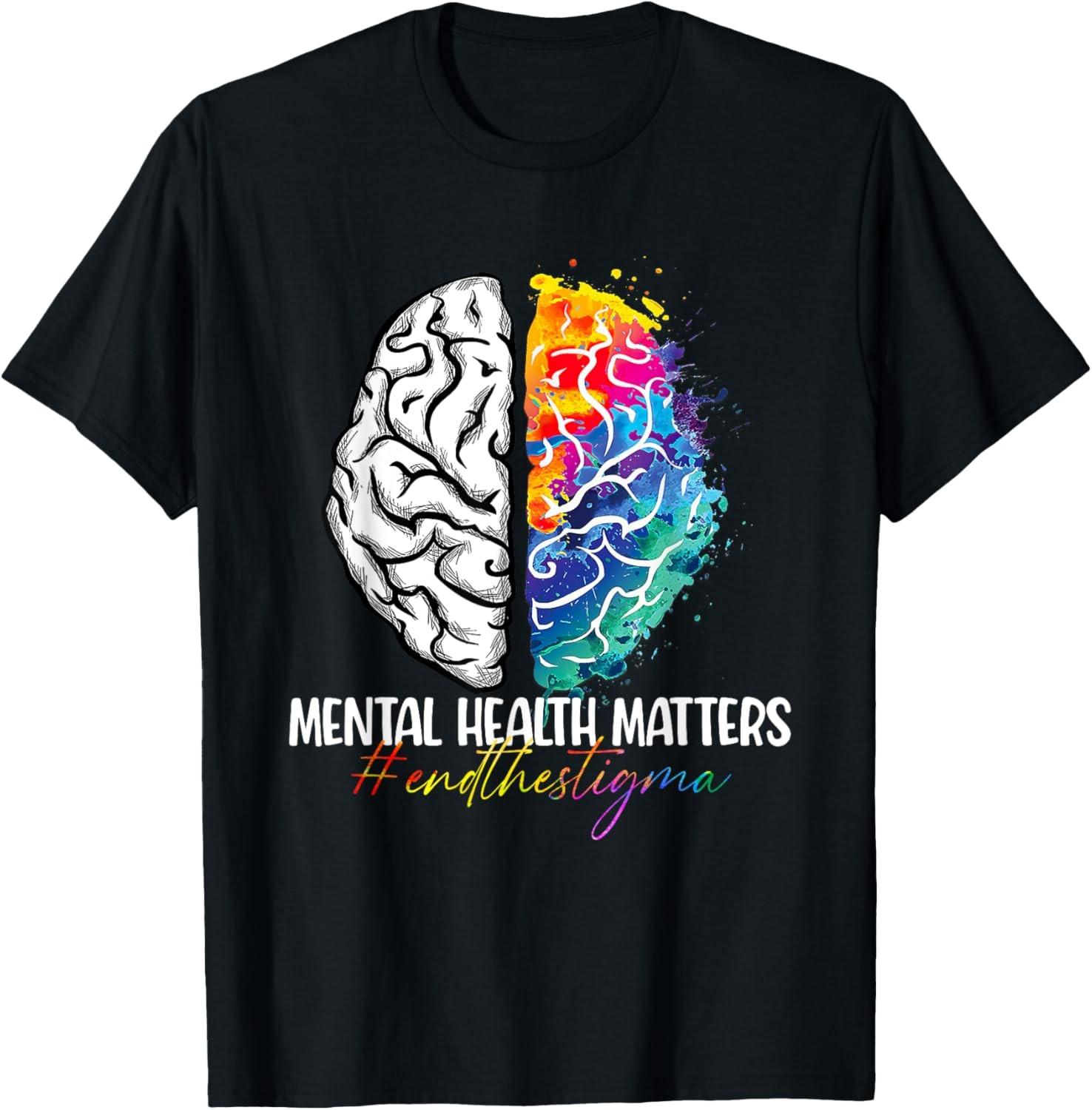 End The Stigma Mental Health Matters Tie Dye Awareness T-Shirt S разноцветный