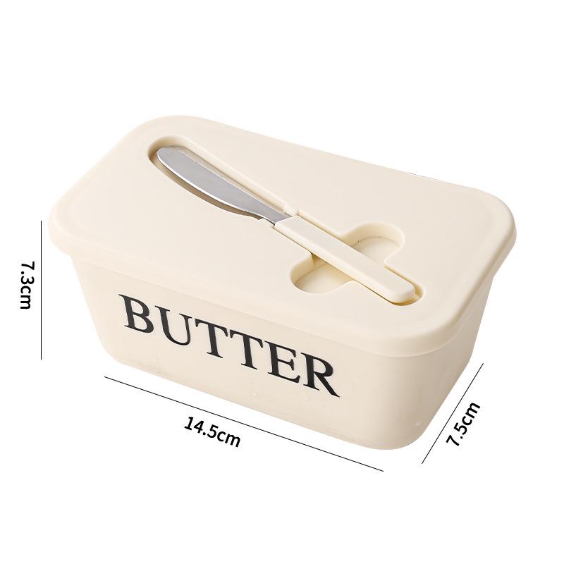 Butter Storage Box with Knife and Lid - Large Capacity, Food Grade PP, Refrigerator Organizer