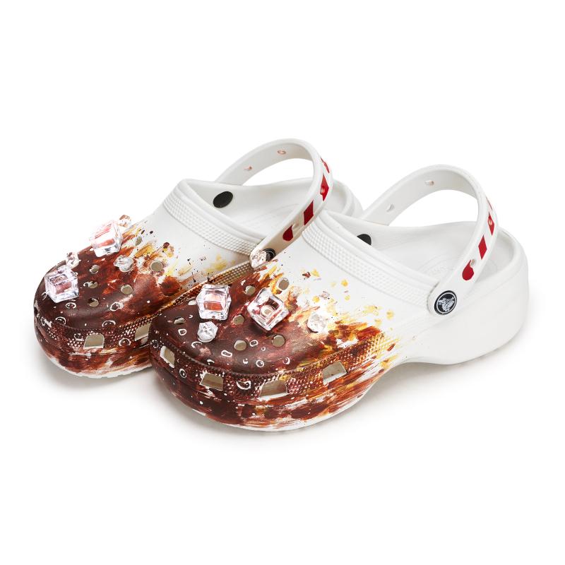 Crocs Classic Platform Clog 811 Coke with Ice Special Shoe Box Detachable Accessories Hole Shoes Women's White Red Brown.
