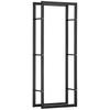 Metal Firewood Log Holder Tall Firewood Rack Indoor Outdoor Fireplace Wood Storage Shelf, Black, 60Wx25Dx150Hcm