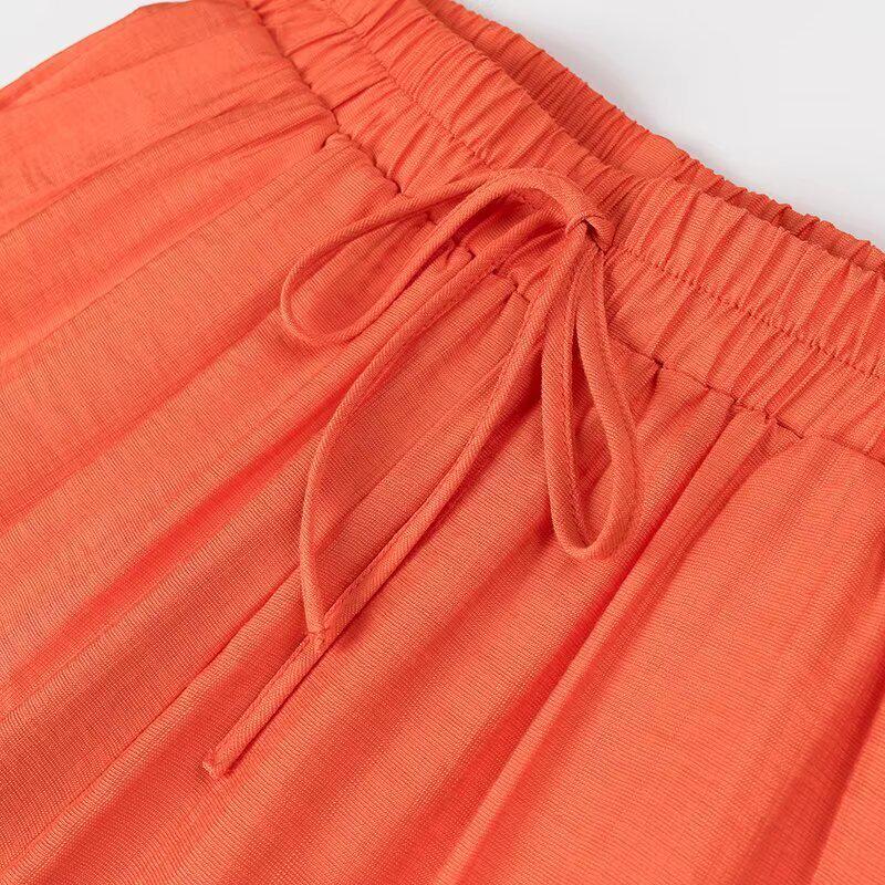 2025 Summer Women's European & American Style Solid Color Camisole Top + Long Pants Set