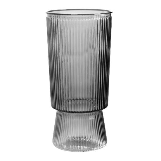 Hydroponic Flower Vase Transparent Vertical Grained Glass Design Vase Reusable PET Modern Nordic Style Vase for Flowers Pothos