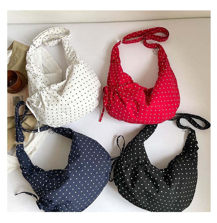 Borsa a Spalla da Donna in Tela a Pois di Grande Capacità - 2026 Elegante Borsa a Tracolla Casual per l'Uso Quotidiano