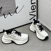 Muffin thick-soled small man increases height versatile dad shoes women's 2025 autumn and winter new round head leather sneakers