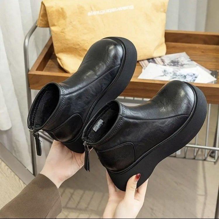 Thick-soled big-headed Martin boots women's 2025 autumn and winter new Korean version versatile comfortable single boots women's velvet warm short