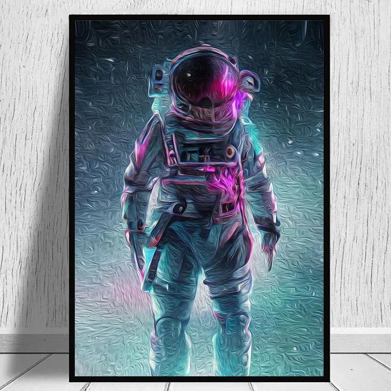 Modern Astronaut and Moon Landscape Canvas Painting Art Posters and Prints Wall Art Pictures for Living Room Home Decor Gift