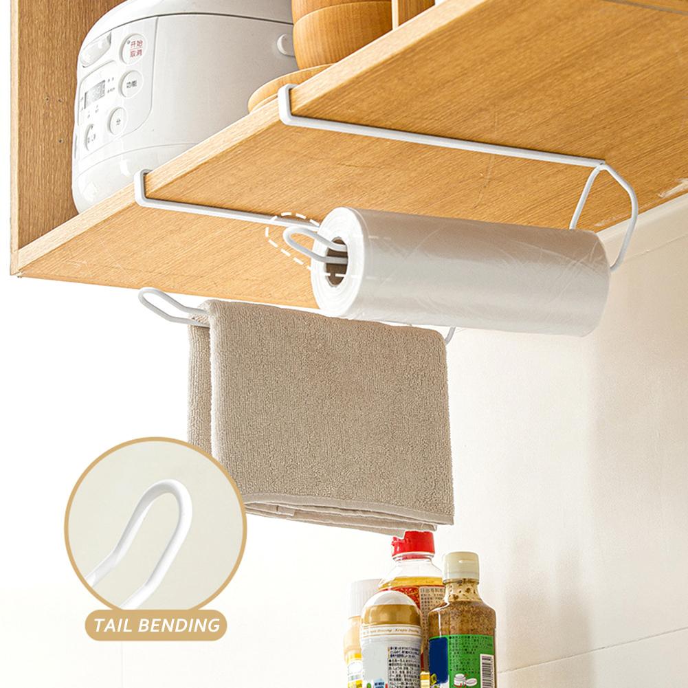Kitchen Paper Towel Rack Cling Film Storage Rack Punch-free Napkin Rack