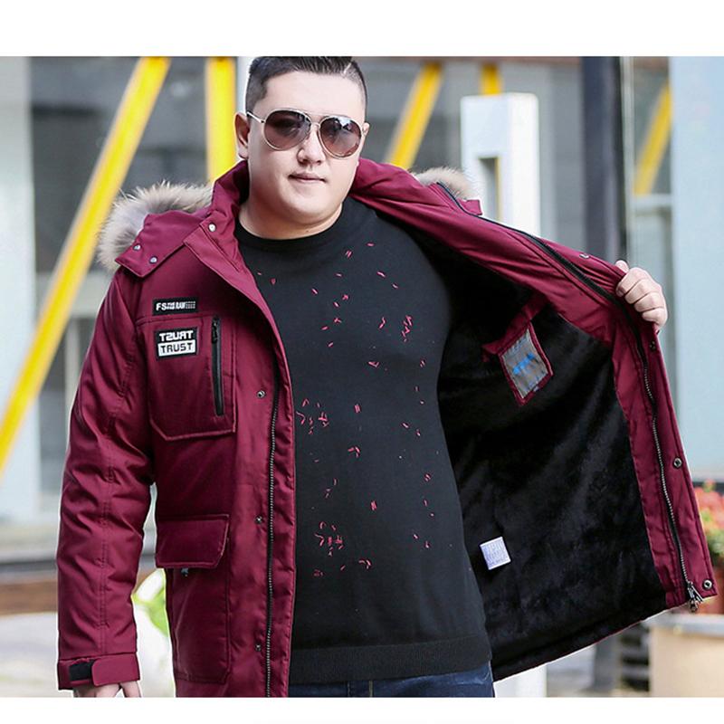 Autumn and Winter Plus Size Men's Down Jacket, Medium and Long, Thick and Warm Cotton Jacket, Fashionable Men's Down Casual Cotton Jacket,Outerwear