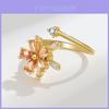 Flower Zirconia Rotating Ring With Adjustable Size For Stress Relief And Trendy Women