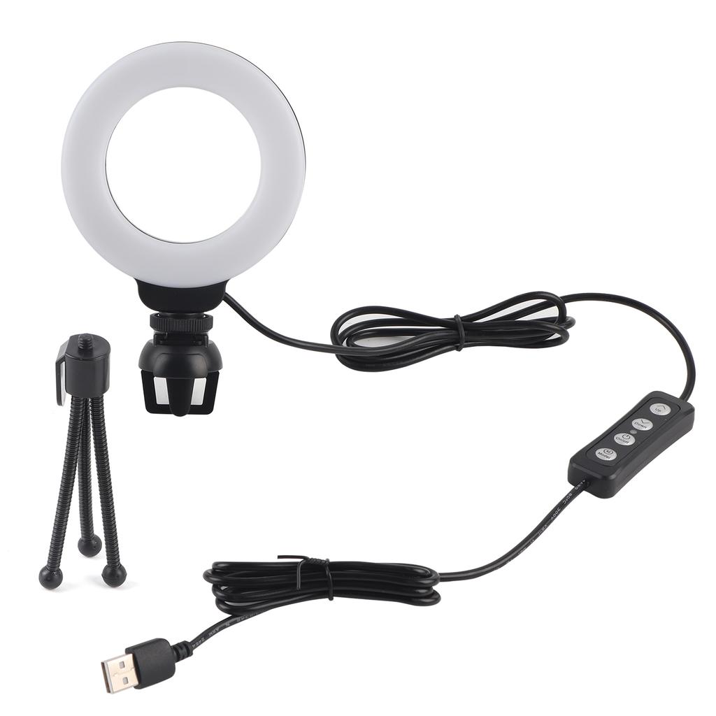 4in LED Dimmable Ring Light Selfie Fill Light with Clip for Live Video for Laptop Tablet PC