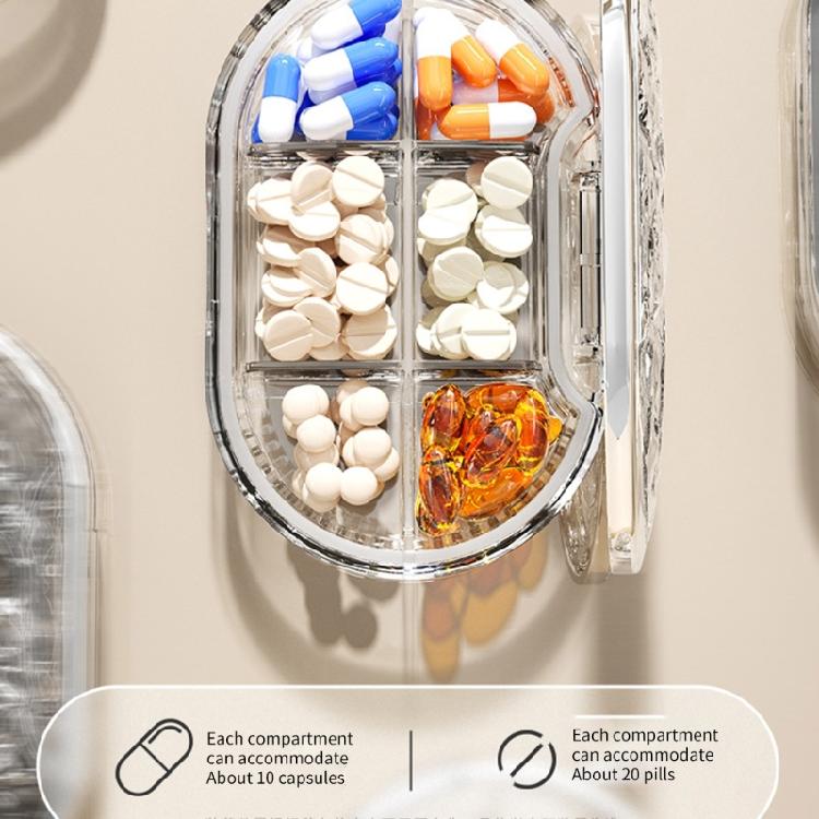 Portable Medication Box with Removable Divider Leak Proof Water Ripples Pills Organizer Medicine Storage Case