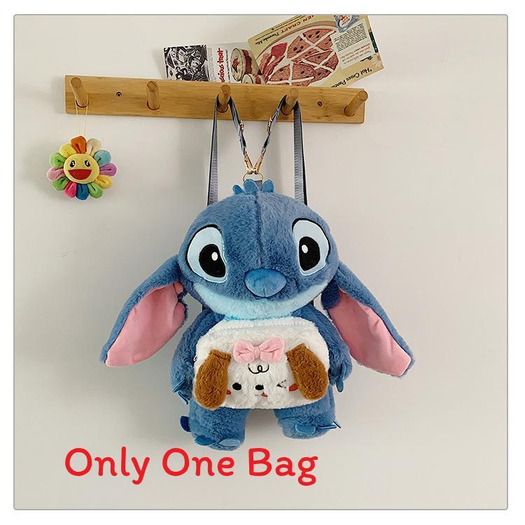 Soft Girls Cartoon Plush Backpack With Zipper Closure For Travel Casual