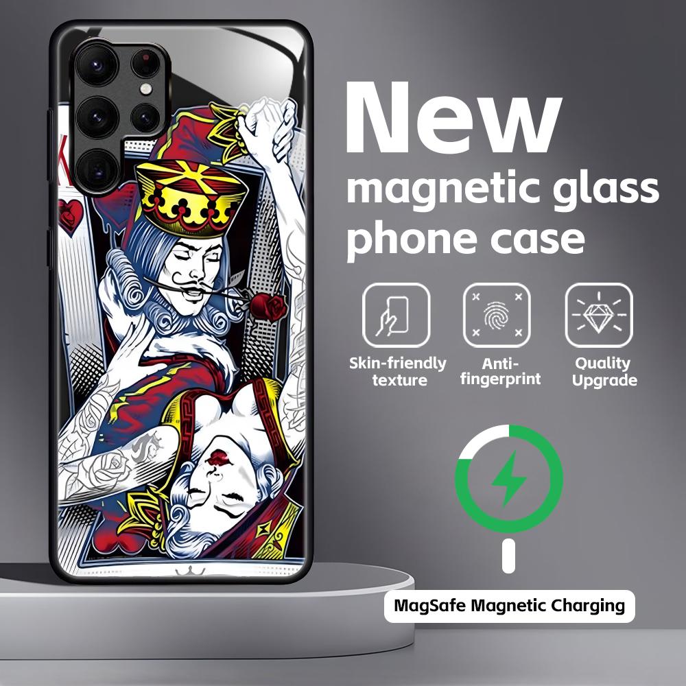 poker Phone Case For Samsung S26 S25 S24 S23 S22 S21 Plus Ultra Note20 Glass Magnetic Case