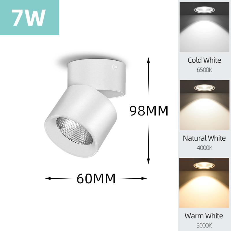 Colors Dimmable Led Downlight Foldable 360° Adjustable Spot Ceiling Lamp 7W 10W 15W Aluminum Led Spotlights For Living Room 220V