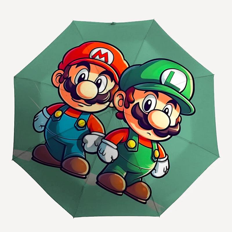 

1pc Mario, Luigi Automatic Folding Umbrella, Portable Collapsible Design, 8-Rib Iron Frame, , All-Season Casual Outdoor Accessory for Christmas Birthd