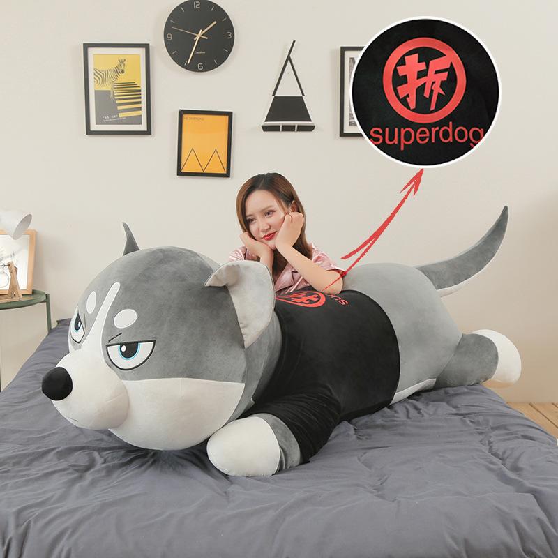 Nuevo juguete de peluche de perro gigante abrazable, suave peluche de husky, almohada larga, muñeco de animal de dibujos animados, cojín para dormir, decoración del hogar, regalo para niños