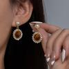 Cercei Rotunzi cu Flash Diamant Ochi de Tigru Perlat Maillard Cercei Stud de Lux Ușor Nișă Premium Cercei Retro Francezi Femei