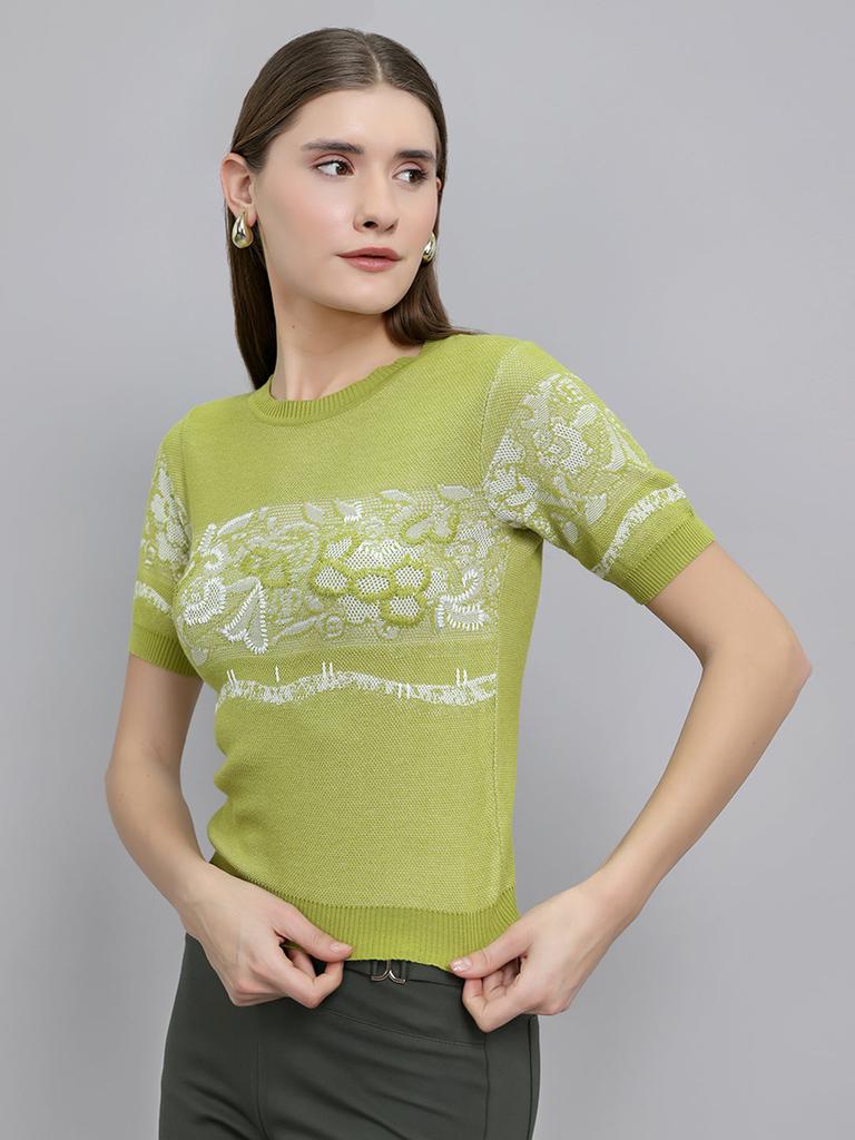MONTE CARLO Women Regular Fit Green Top