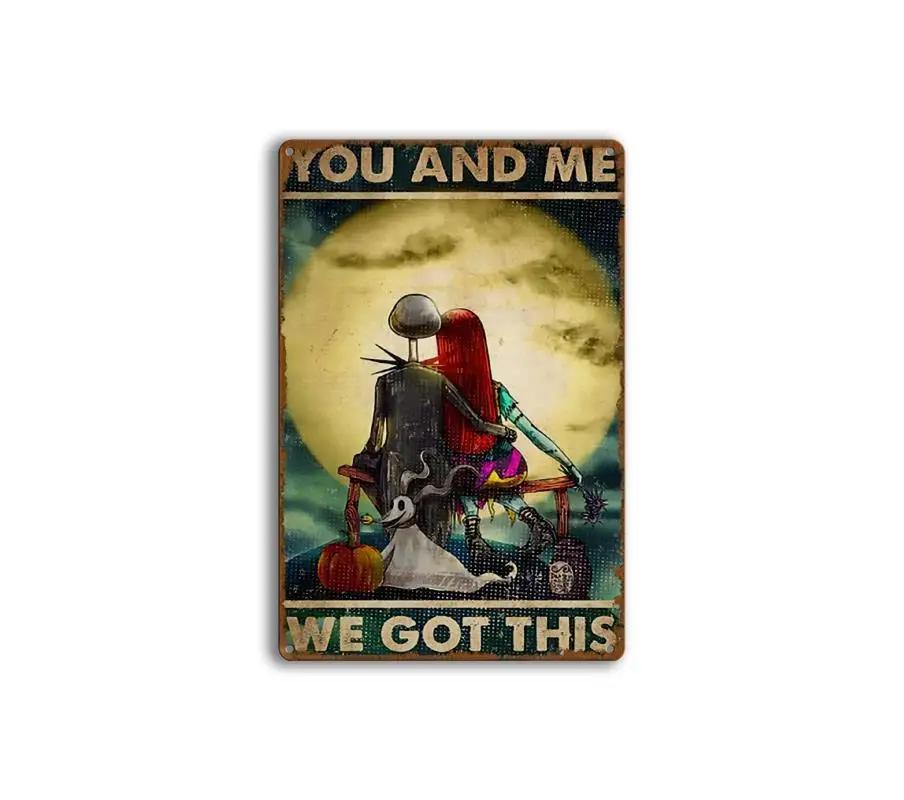 Anime Skeleton Wall Painting Vintage Metal Poster Board Modern Aesthetics Home Decoration Tin Sign Bar Garage Decor Plate Sign