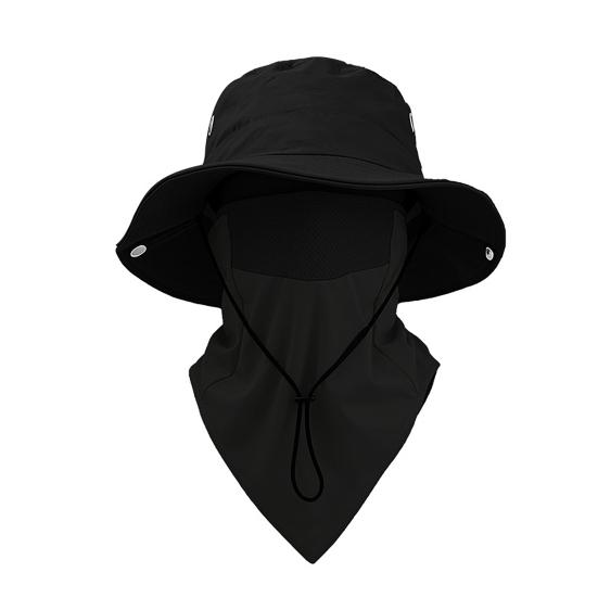 Fisherman Hat with Detachable Face Guard Neck Flap Breathable Mesh Bucket Hat Quick-Drying Outdoor Sun Protection Hat