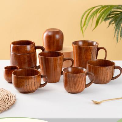 Saure Jujube Holzbecher: Holzbecher für Bier oder Kaffee mit großem Bauch und Holzgriff für Tee oder den Heimgebrauch.