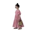 Summer 2025 Girls' Puff Sleeve Princess Dress – Korean Style Short Sleeve Big Skirt