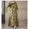 Loose Printed Round Neck Long Sleeve Dress Women's Long Dresses