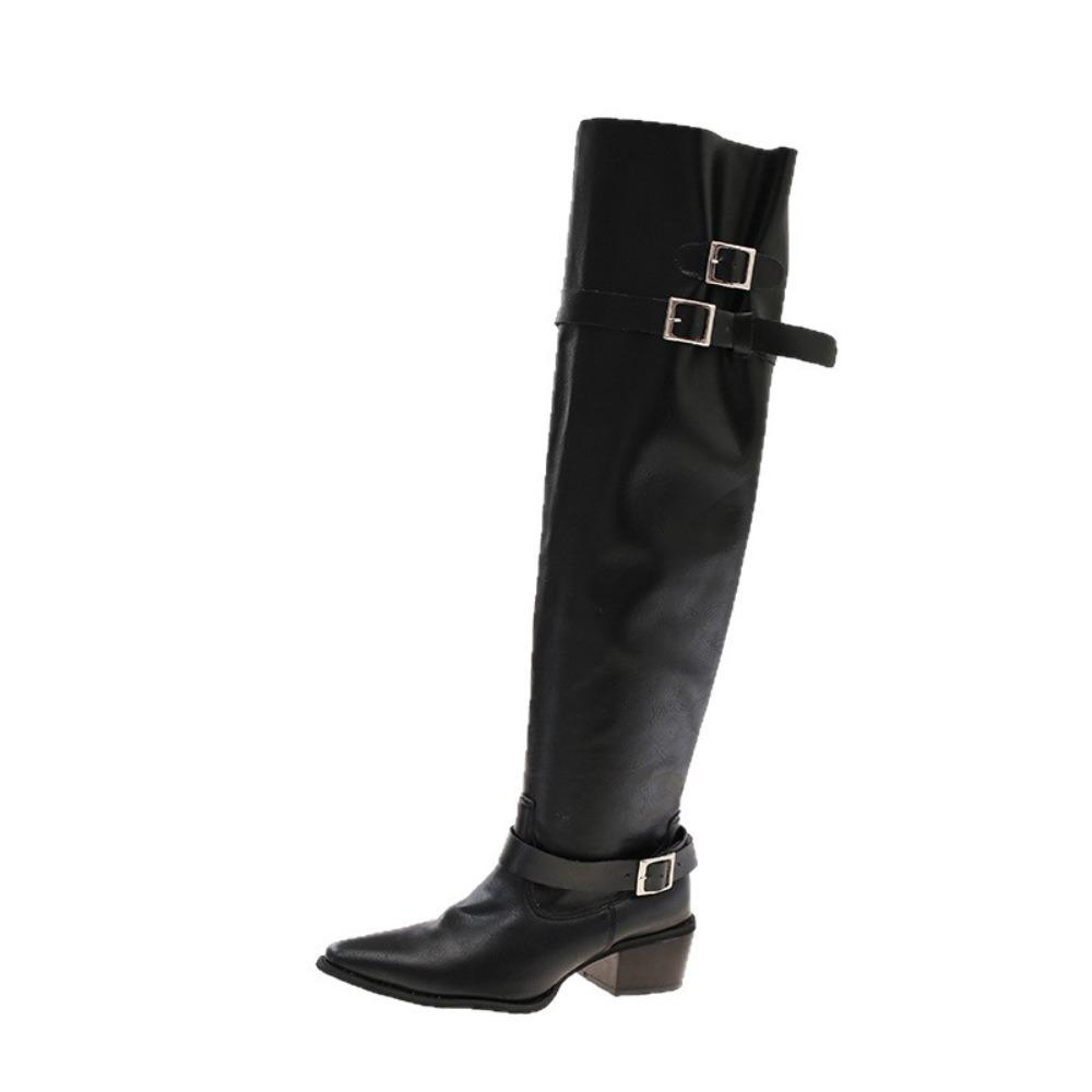 

2025 Осень/Зима Нишевая Ручная Работа Женская Обувь - Винтажные Ботфорты из Мягкой Кожи, Винтажные Стройнящие Сапоги для Женщин 40 чёрный