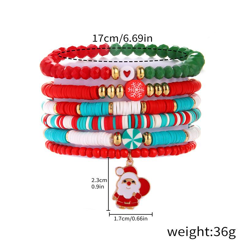 Christmas soft pottery beaded bracelet set English letter bead alloy Christmas pendant gift bracelet