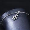 1pc Stainless Steel Cool Punk Hip Hop Necklace Hollow Note Pendant Necklace for Women and Men Party Jewelry Gift with 15.75inch + 2.36inch Stainless S