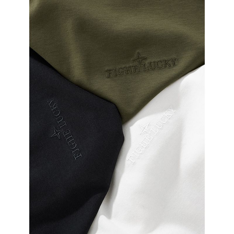 Light Mature Style Business Casual Light Luxury Embroidered Short-Sleeved T-Shirt Men's Summer Base Shirt Foreign Trade Men's Round Neck T-Shirt