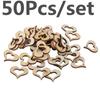 50 Pcs Art Cuts Mini Mixed Wooden Buttons Hearts Embellishments for Craft