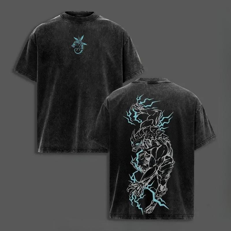 Kaiju No. 8 Anime Graphic T-shirt For Men Women Clothing Tops Vintage Washed Oversized T Shirt Cotton Short Sleeve Graphic Tees